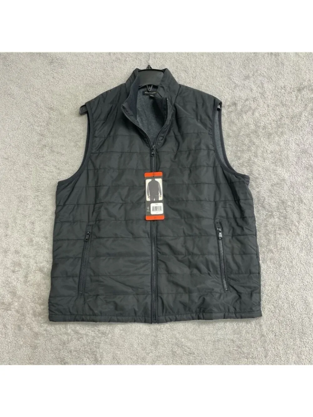 Banana Republic Men's M Quilted Zip-Up Vest Black Polyester-Cotton Blend M0947